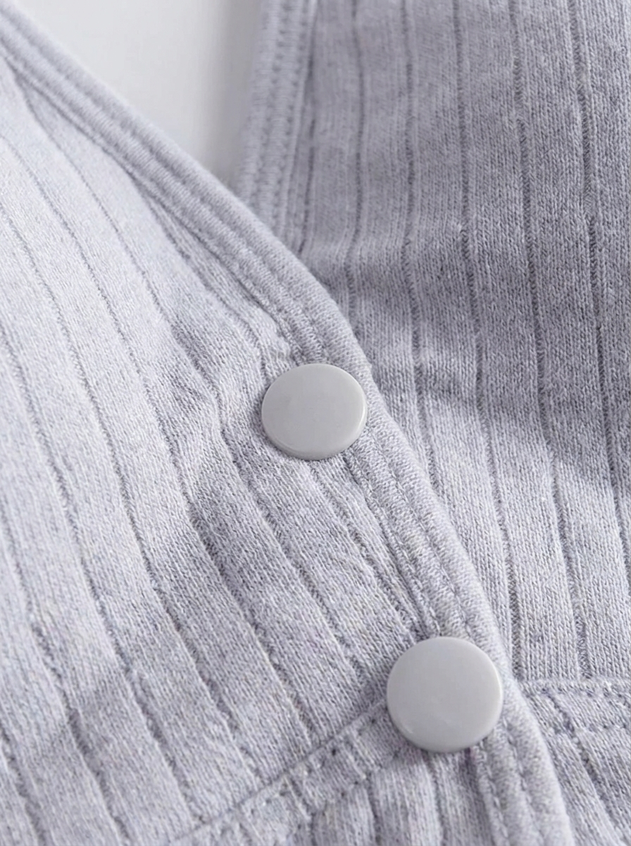 Willow & Bare Cloud Cotton Bra - Fog - button closure detail